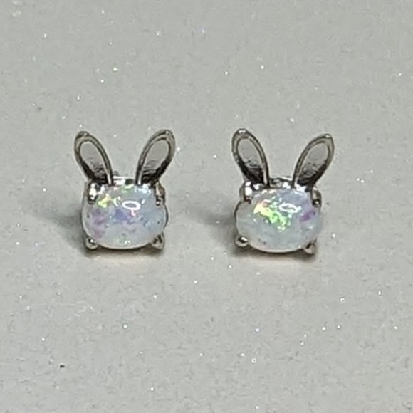 Bunny Ears Opal 925 Sterling Silver Stud Earrings - Picture 7 of 8
